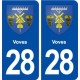 28 Voves blason autocollant plaque stickers ville