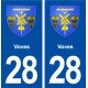 28 Voves blason autocollant plaque stickers ville