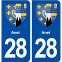 28 Anet blason autocollant plaque stickers ville