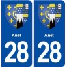 28 Anet blason autocollant plaque stickers ville