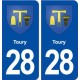 28 Toury blason autocollant plaque stickers ville