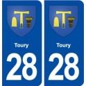 28 Toury blason autocollant plaque stickers ville