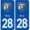 28 Toury blason autocollant plaque stickers ville