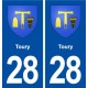 28 Toury blason autocollant plaque stickers ville