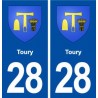 28 Toury wappen aufkleber typenschild aufkleber stadt