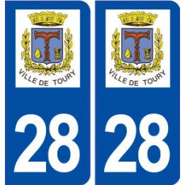 28 Toury logo autocollant plaque stickers ville
