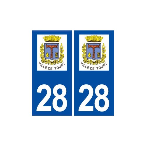 28 Toury logo autocollant plaque stickers ville