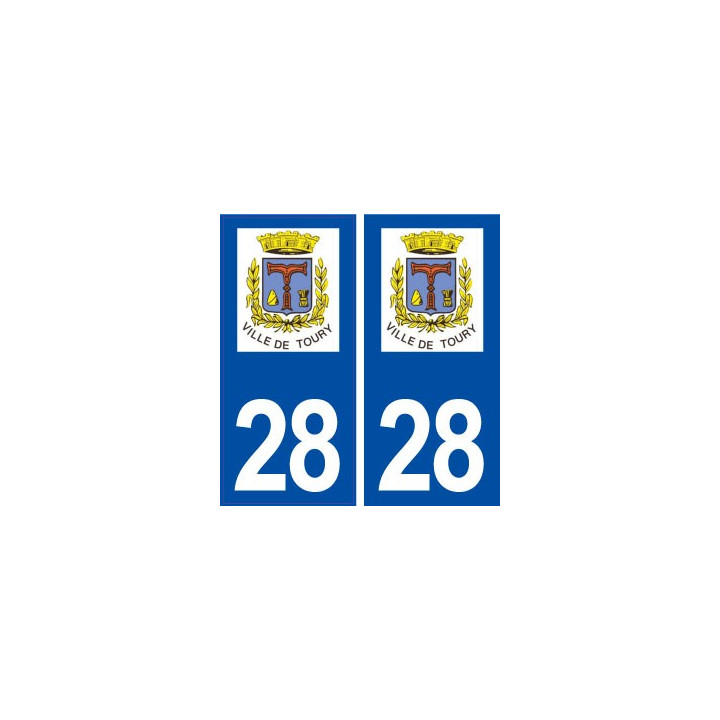 28 Toury logo autocollant plaque stickers ville