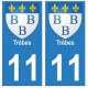 11 Trèbes ville autocollant plaque