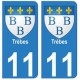 11 Trèbes ville autocollant plaque
