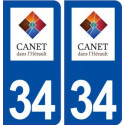 34 Canet logo ville autocollant plaque stickers