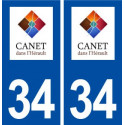 34 Canet logo ville autocollant plaque stickers