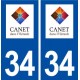 34 Canet logo ville autocollant plaque stickers