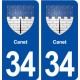 34 Canet blason ville autocollant plaque stickers