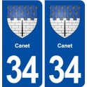 34 Canet blason ville autocollant plaque stickers