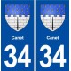 34 Canet blason ville autocollant plaque stickers