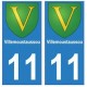 11 Villemoustaussou ville autocollant plaque