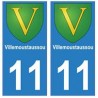 11 Villemoustaussou ville autocollant plaque
