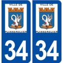 34 Puisserguier logo ville autocollant plaque stickers