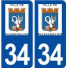 34 Puisserguier logo ville autocollant plaque stickers