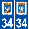 34 Puisserguier logo ville autocollant plaque stickers