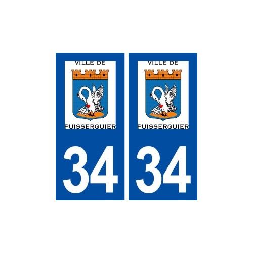 34 Puisserguier logo ville autocollant plaque stickers