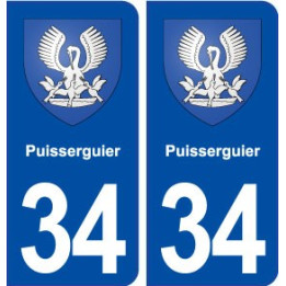 34 Puisserguier blason ville autocollant plaque stickers