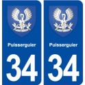 34 Puisserguier blason ville autocollant plaque stickers
