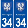 34 Puisserguier blason ville autocollant plaque stickers