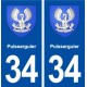 34 Puisserguier blason ville autocollant plaque stickers