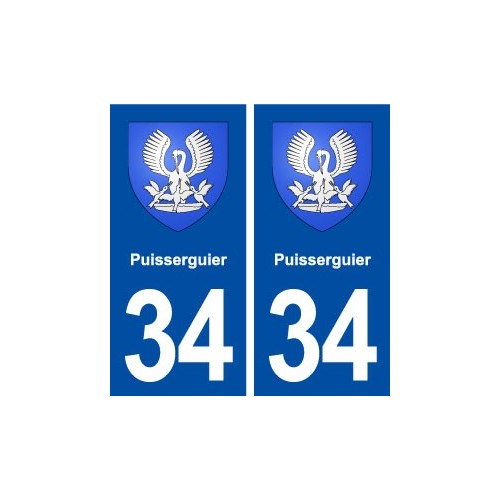 34 Puisserguier blason ville autocollant plaque stickers