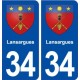 34 Lansargues blason ville autocollant plaque stickers
