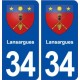 34 Lansargues blason ville autocollant plaque stickers