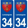 34 Lansargues blason ville autocollant plaque stickers