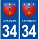 34 Lansargues blason ville autocollant plaque stickers