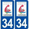 34 Capestang logo ville autocollant plaque stickers