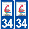 34 Capestang logo ville autocollant plaque stickers