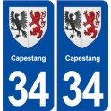 34 Capestang blason ville autocollant plaque stickers