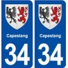 34 Capestang blason ville autocollant plaque stickers