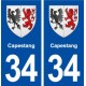 34 Capestang blason ville autocollant plaque stickers