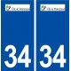 34 Montarnaud logo ville autocollant plaque stickers