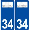 34 Sussargues logo ville autocollant plaque stickers