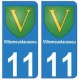 11 Villemoustaussou ville autocollant plaque