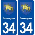 34 Sussargues blason ville autocollant plaque stickers