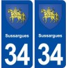 34 Sussargues blason ville autocollant plaque stickers