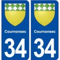 34 Cournonsec blason ville autocollant plaque stickers