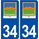 34 Cournonsec logo ville autocollant plaque stickers