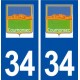 34 Cournonsec logo ville autocollant plaque stickers