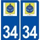 34 Montbazin logo ville autocollant plaque stickers