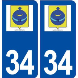 34 Montbazin logo ville autocollant plaque stickers